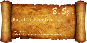 Bojsits Szorina névjegykártya